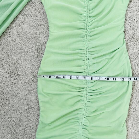 HelloMolly Bachelorette Approved Dress green Women's 4 ruched long sheer Sleeve - Picture 9 of 11